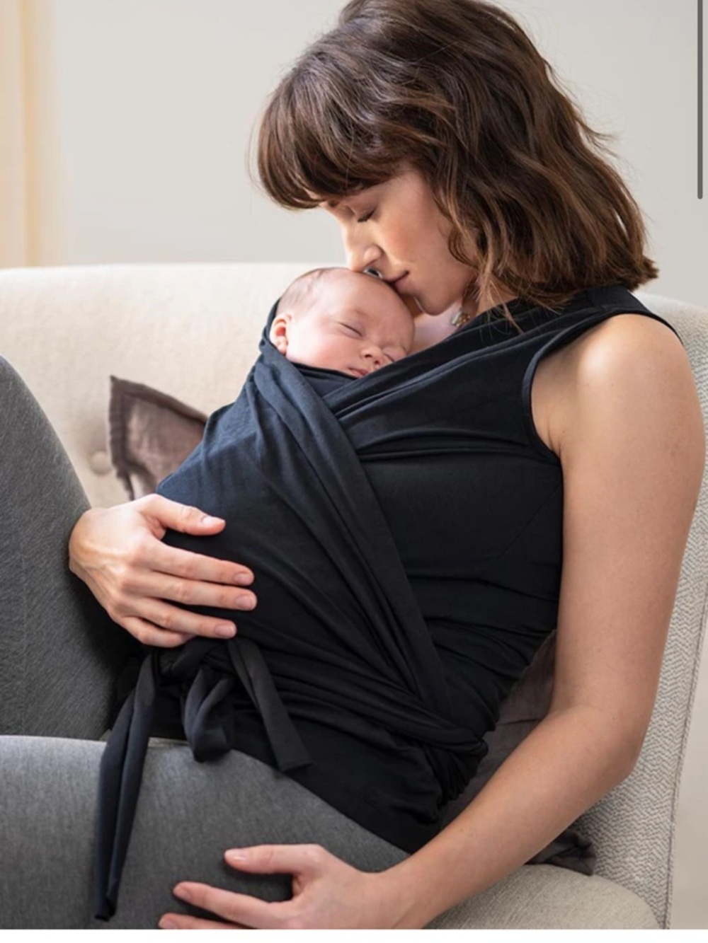 Seraphine Black Skin to Skin Babywearing Sleeveless Top  Wrap-Style Nursing Top